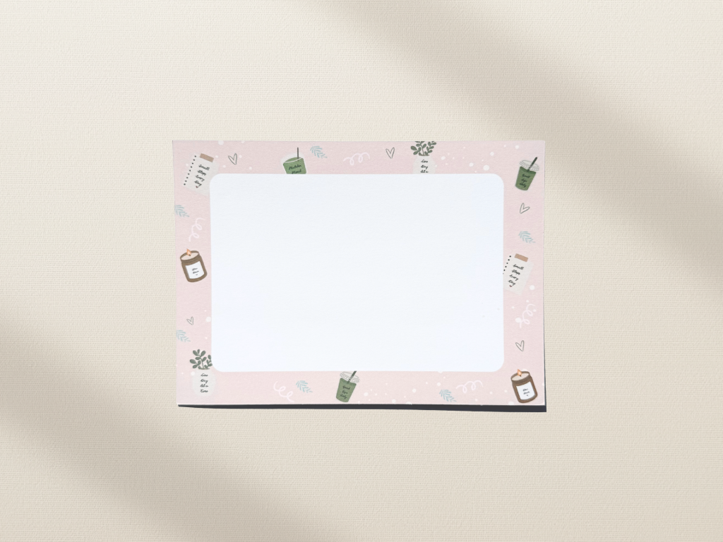Pink Border Matcha Notecard Set with Envelopes