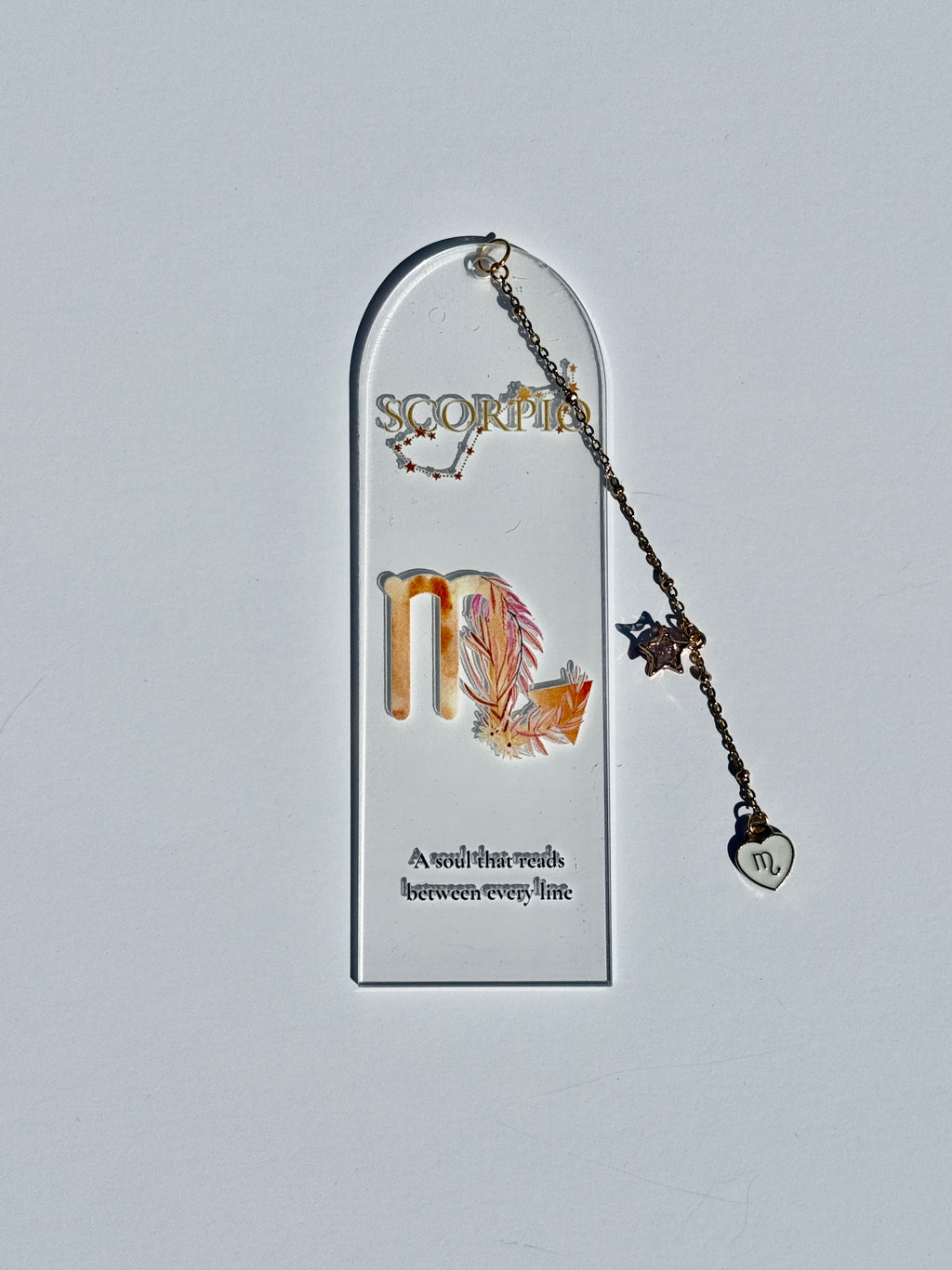 Scorpio Zodiac Acrylic Bookmark with Star Charm