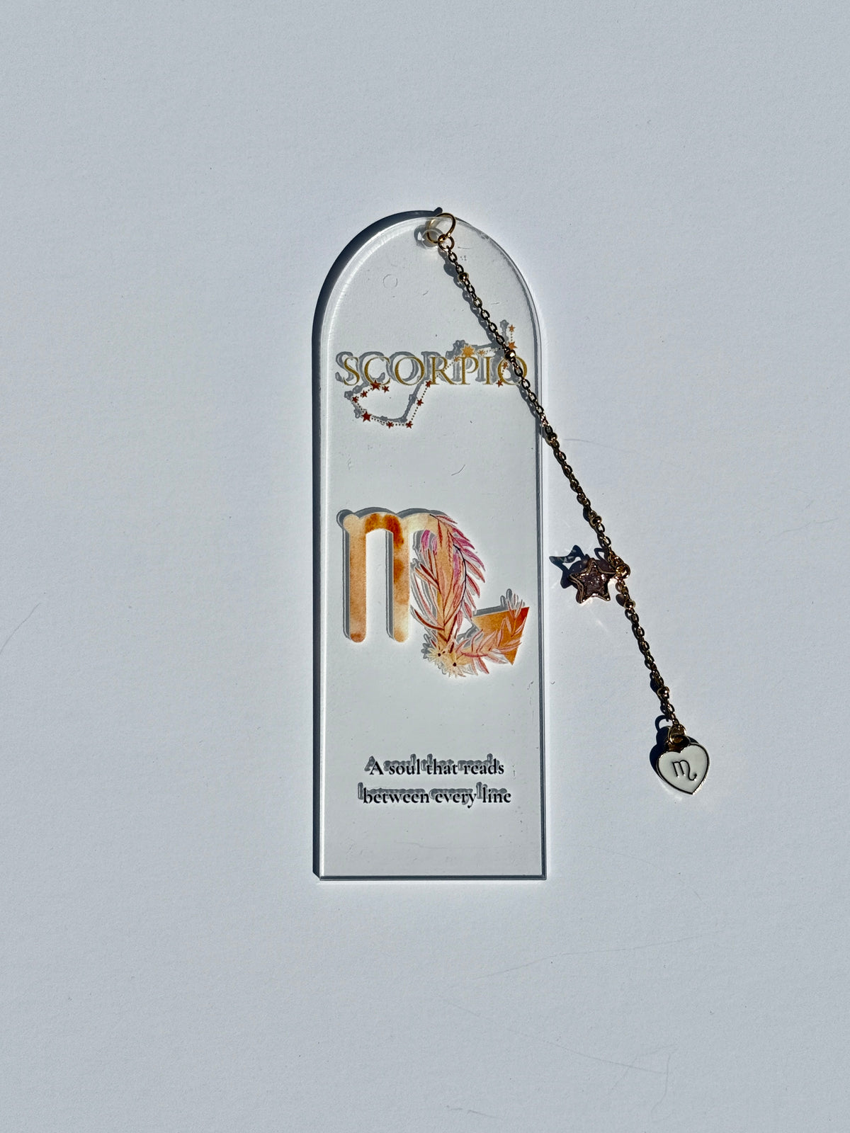 Scorpio Zodiac Acrylic Bookmark with Star Charm